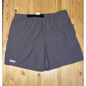 Columbia Water Shorts elastic waist Gray/brown Built-in Briefs Belted Mens Sz XL